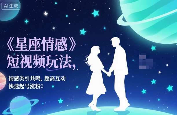 星座情感短视频玩法,情感类引共鸣,超高互动,快速起号涨粉-摇钱树